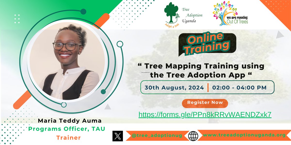 tree_adoptionug's tweet image. It is yet another edition of @tree_adoptionug&apos;s virtual training on tree mapping. Join us this Friday, 30/08/2024 at 2 PM and gain requisite skills on how to map trees after planting them. Register to attend using the link: forms.gle/PPn8kRRvWAENDZ…
#ClimateActionNow 
#MapYourTree