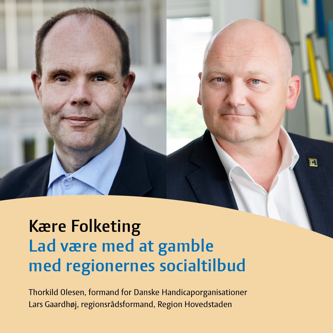 regionerne's tweet photo. "Borgere med svær funktionsnedsættelse risikerer at miste støtte, hvis området flyttes væk fra regionerne".
Sådan lyder det fra @RegionH og @handicapdk i Kristeligt Dagblad:
https://t.co/yMcr00kxTY
#dksocial #dkpol #socpol #sundpol #SamletSundhed @larsgaardhoj @Thorkild_Olesen https://t.co/ddA2DQyG0T