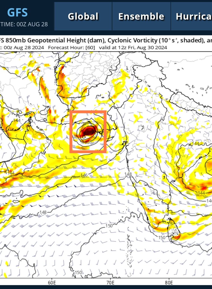 manoj96390912's tweet photo. Global models fcst moderate probability of DD over ₹Gujarat to intensify into a Tropical cyclone over North Arabian sea. The fcst matches with Track and landfall climatology of cyclones during #BSISO-Ph4. #Monsoon2024 #Monsoon #Pakistan #wxtwitter @NOAA @ECMWF https://t.co/wMsGPJzohm