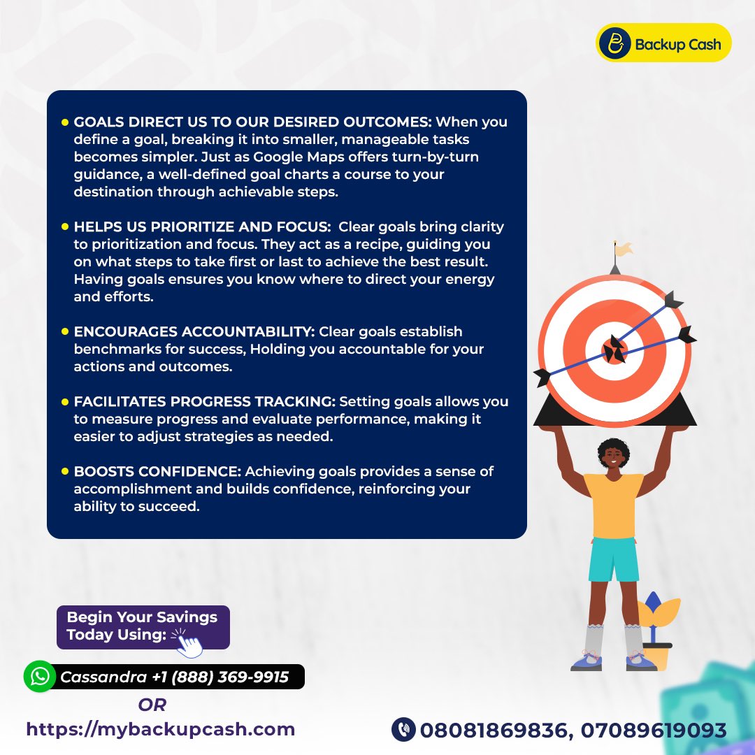 mybackupcash's tweet photo. What goals have you set for this year, and why? Setting goals can have a profound impact on your life. Here are five reasons why goal-setting is important.

#successmindset #goalsettingtips #financialgrowth https://t.co/R3QTQYChmS