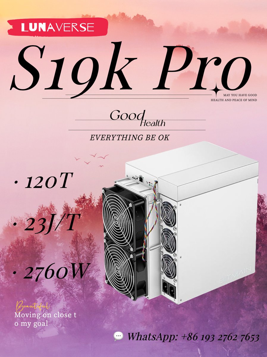 Lunaverse_Luna's tweet photo. 『Lunaverse』
☄️ Spot Sale of S19k Pro:
🪧🪧 Main Features:
☺️Hashrate: 120 T
☺️Power on wall: 2760 W
☺️Power efficiency: 23 J/TH
Shipping Date: Spot.
#M30S+ #S19 #T21 #M50S++ #L9 #KS5pro #S21 #S21Hyd #S19Pro+Hyd #S19kPro #Bitcoin #blockchain #M50S #M50 #S21Pro #ETF #BTC https://t.co/lfwtZpmFrU