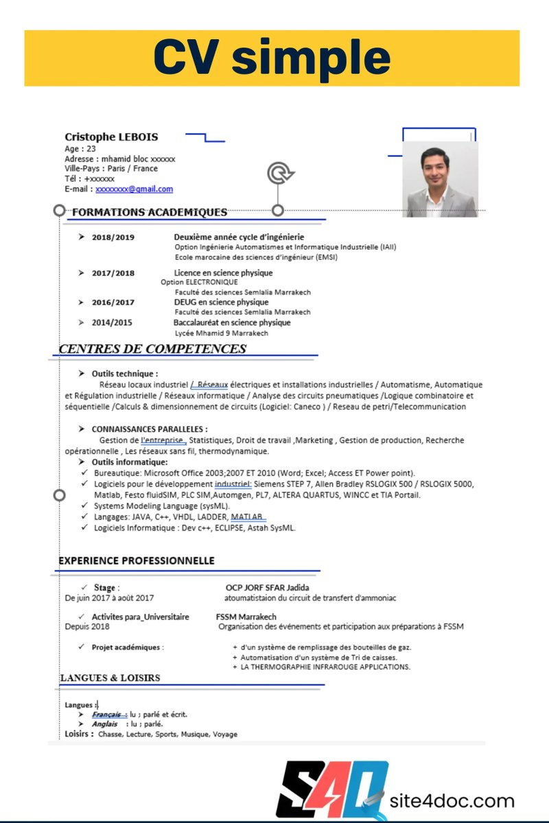 site4doc's tweet image. Téléchargez gratuitement notre modèle CV simple et efficaces pour Word et PDF. Personnalisez-les facilement et boostez votre candidature. #modèleCV #CVsimple #télécharger #gratuit
Modèle CV Simple : Votre Passeport vers l&apos;Emploi - Téléchargement
site4doc.com/modele-cv-simp…