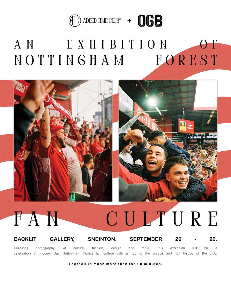 GloriousBanners's tweet photo. Delighted to announce an exhibition of #NFFC fan culture in collab with @addedtimeclub, feat. some of my photos alongside fashion, kits &amp; much more.

It's taking place @BACKLITgallery nr Sneinton Market from Thur 26 to Sun 29 September. Entry is completely free.

Up the Reds 🌳❤️ https://t.co/tyQyQLxz90