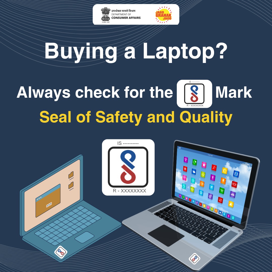 jagograhakjago's tweet photo. Never miss the CRS Mark, a seal of quality, when buying a laptop. #BIScertified #QualityProduct https://t.co/QtRLEamAjg