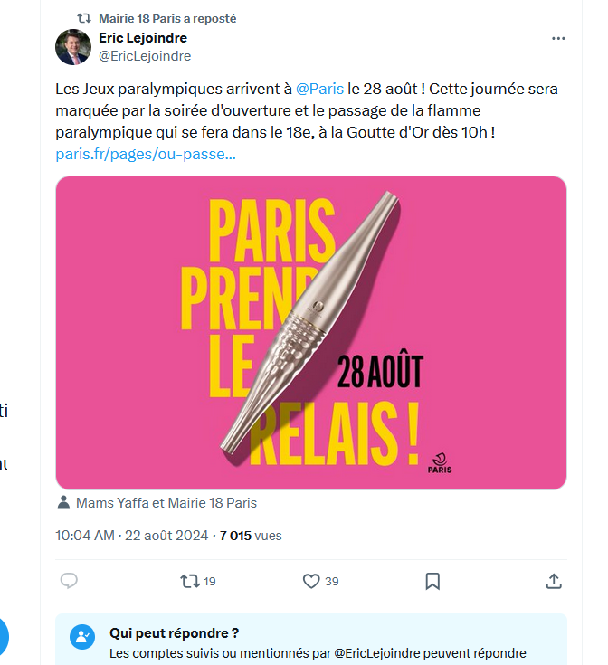 A l'invitation de mon maire, je suis allé voir ce matin le passage de la flamme dans mon quartier, au square Léon (de toutes façons, vu la puissance de la sono, impossible de travailler, alors autant aller s'aérer).

Je vous raconte le petit bout de la lorgnette...
 
Thread ⤵️