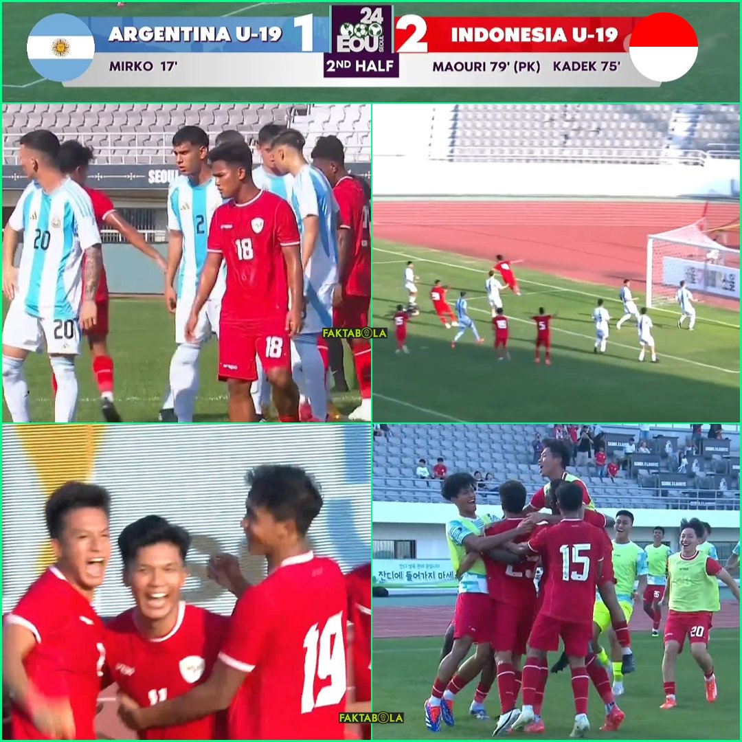 🇮🇩 Timnas Indonesia U20 berhasil comeback 2-1 lawan Argentina di ajang Earth On Us Cup 2024 yang berlangsung di Seoul, Korea Selatan. 

Gol Indonesia dicetak oleh Kadek Arel di menit 75' dan Maouri Simon di menit 79' 💪

#TimnasDay