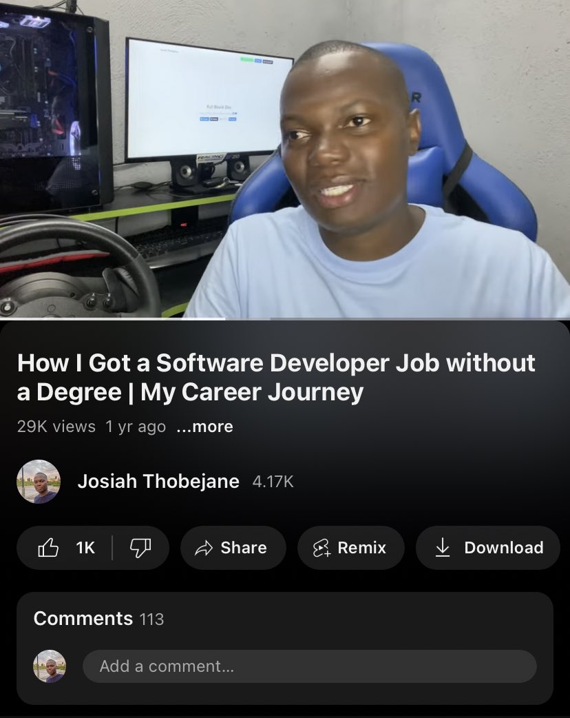 JosiahThobejane's tweet image. Last tech thing on the channel is almost at 30k views 🫣

🌍: youtu.be/yDv-UR5LLC8?si…