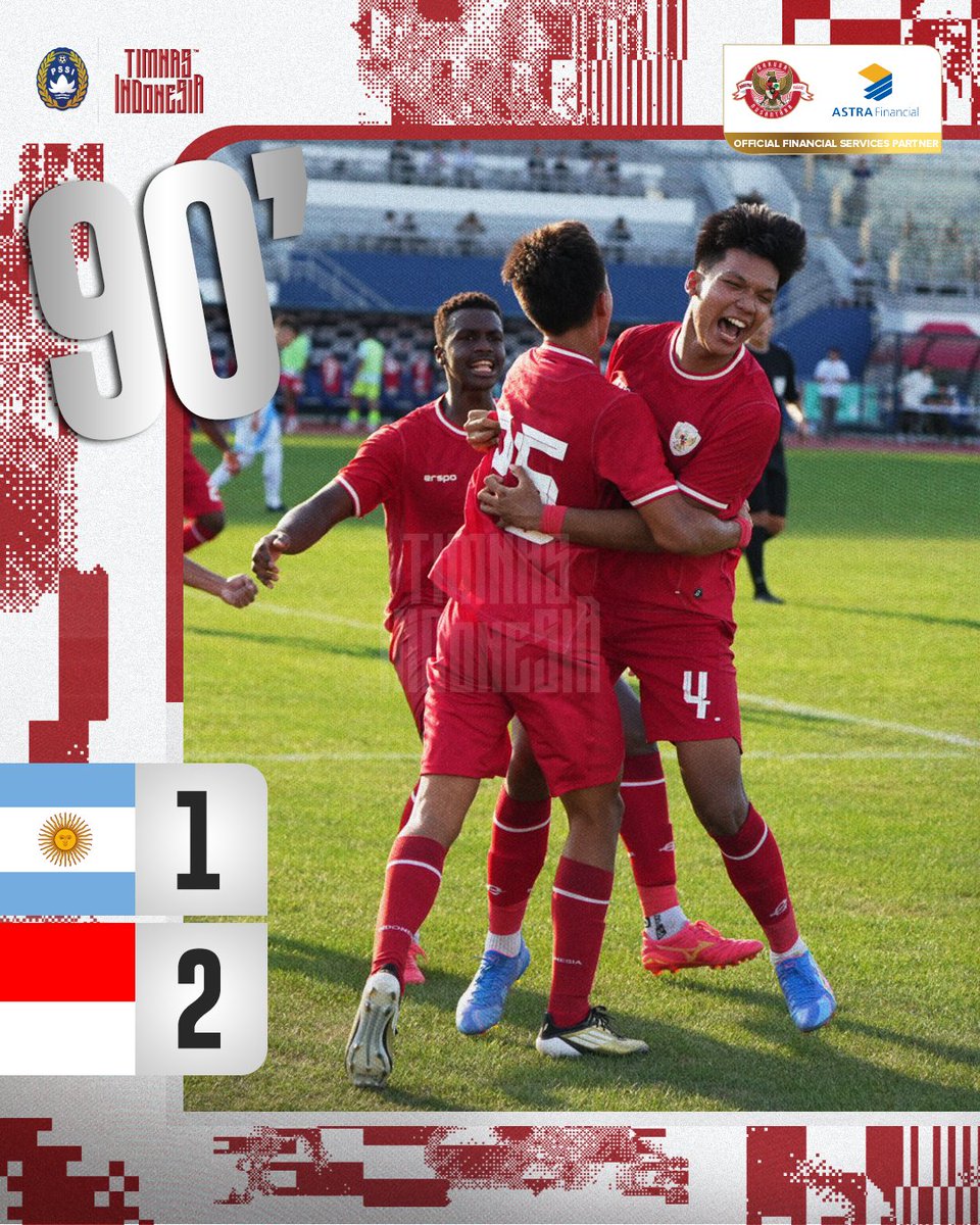 TimnasIndonesia's tweet image. ⏱️ | 🇦🇷 1-𝟐 🇮🇩

Garuda comeback atas La Albiceleste ✅

‣ #KitaGaruda ‣ #TimnasDay