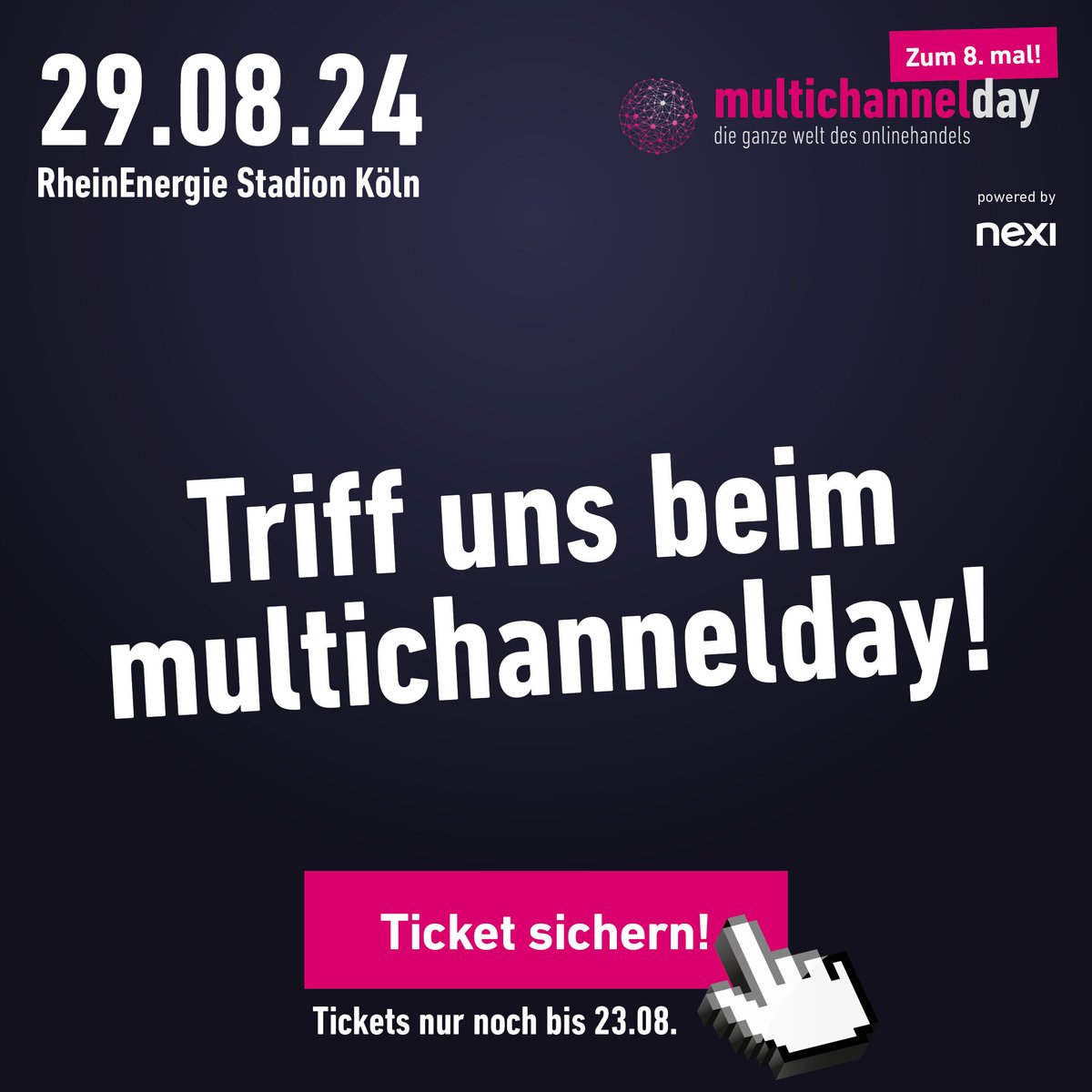In zwei Tagen geht es los! ⏰

Wer von euch ist ebenfalls auf dem Multichannel Day, um uns am Stand 50 zu treffen? 🙌🏻

Wir freuen uns auf euch!