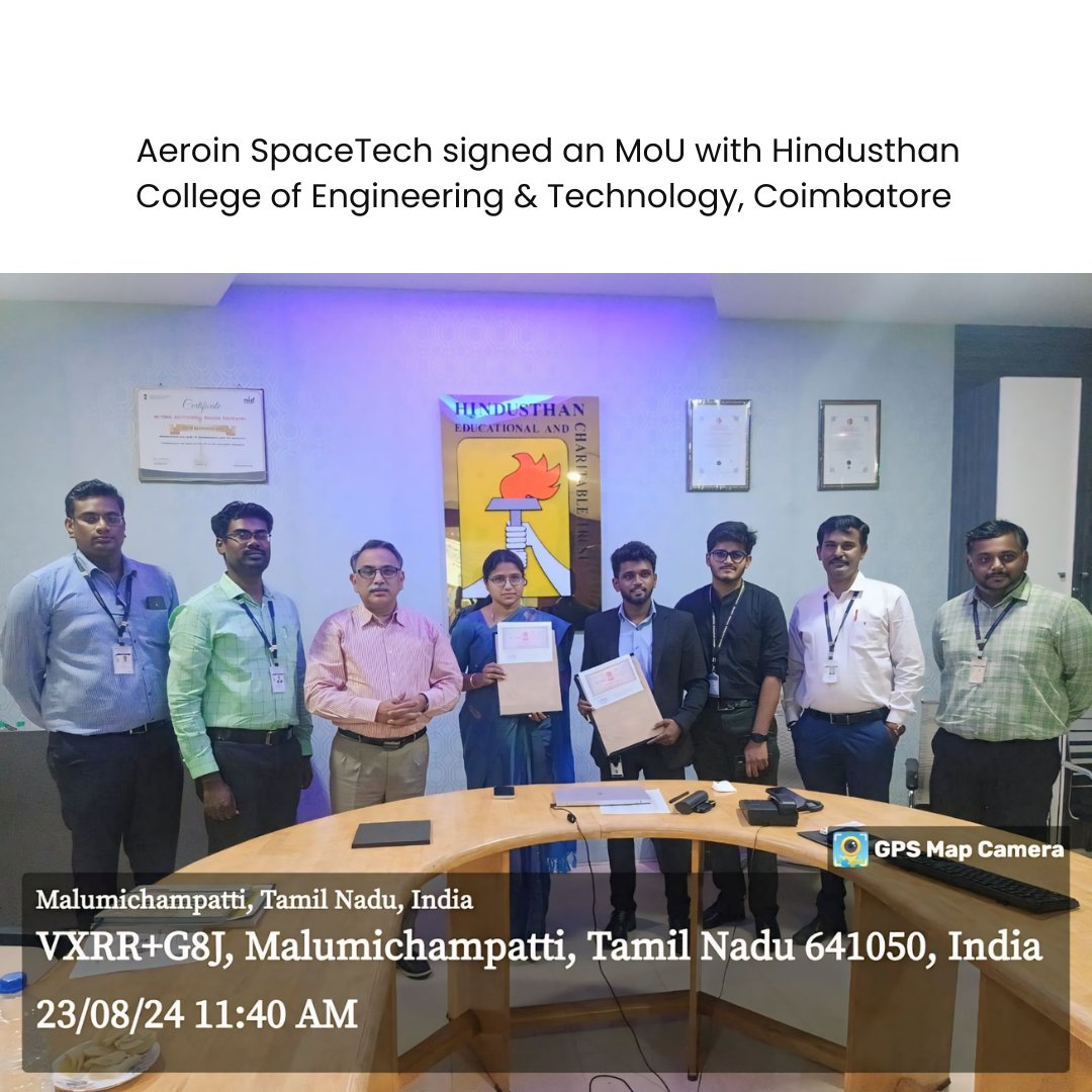 MS_Ragul_'s tweet photo. We Aeroin SpaceTech are happy to sign an MoU with Hindusthan College of  Engineering &amp; Technology to enhance Space Technology &amp; Education.

#MoU https://t.co/ZelNrXgjTt