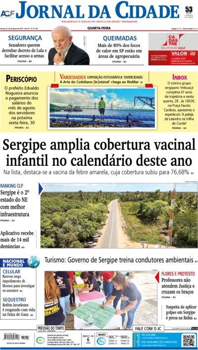 ComsensoWeb's tweet photo. Capas dos Jornais de SE: 28 de agosto de 2024 https://t.co/i5JtDmQfxt