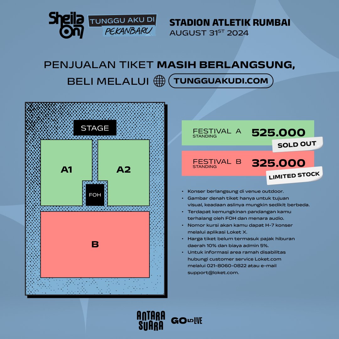 mediaindonesia's tweet photo. Bahagia kok dilewatin? Masih ada kesempatan buat dapetin tiket Sheila On 7 #TungguAkuDiPekanbaru. Tersisa tiket FEST B, belinya hanya lewat website https://t.co/9zUjZbZpSu. Hati-hati penipuan, Gank!
#SheilaOn7 #TungguAkuDi #MIA24 https://t.co/vmJn6kCJuA
