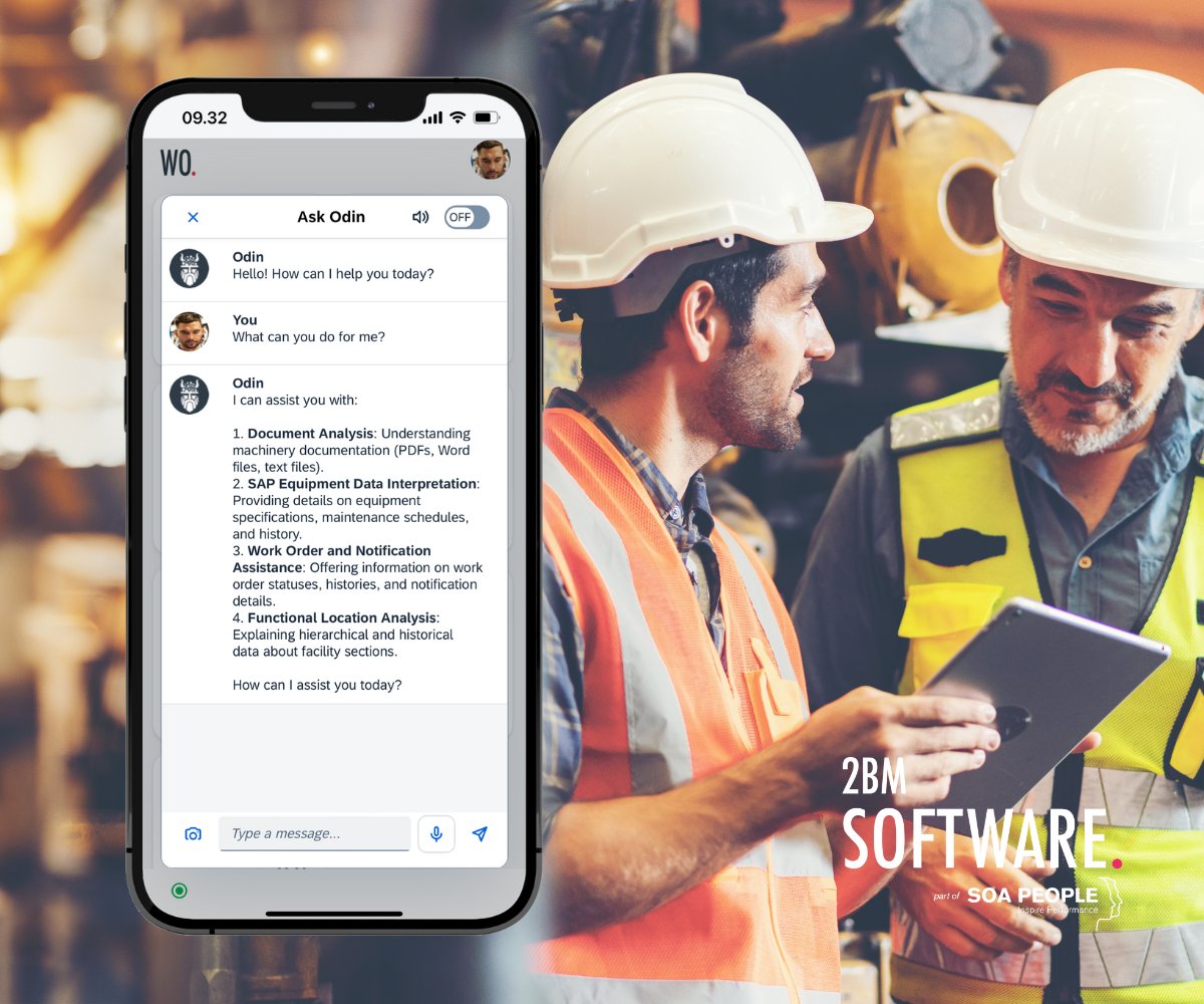 SOAPeopleDK's tweet photo. Ask Odin - a cutting-edge AI tool revolutionizing your maintenance processes.

With real-time insights and data-driven advice, Ask Odin helps you predict issues, optimizing equipment performance while saving you time and money

Read more👉https://t.co/gFrIidSj6T

#2BMSoftware https://t.co/NrYuL15FSm