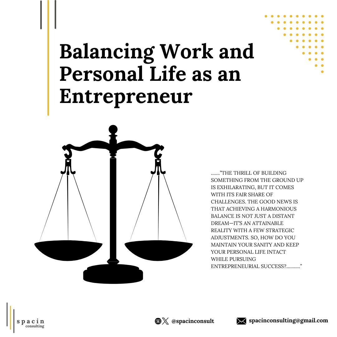 Spacinconsult's tweet photo. Entrepreneur life = freedom, flexibility… and juggling! 🤹‍♂️ Balancing work and personal life can feel like an endless cycle, but it’s possible with the right boundaries. How do you find balance? Learn more here https://t.co/JxA5h3kpLb 
#Entrepreneurlife #WorklifeBalance https://t.co/BDsHuKB7sU