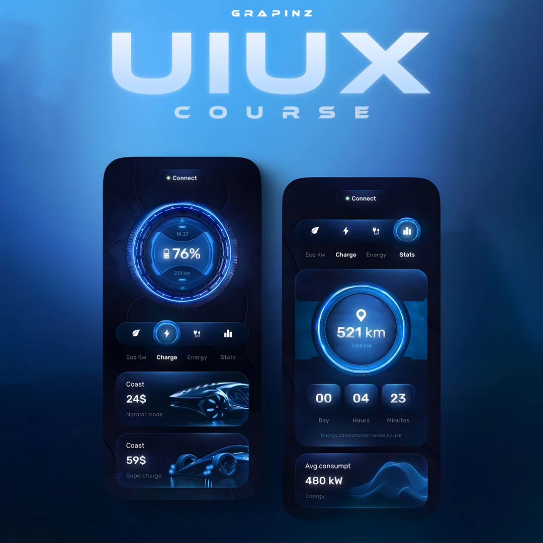 grapinz's tweet image. 🚀 A glimpse into the future of EV dashboard design! ⚡ #UIUX #EVDesign #Futuristic #TechDesign #Grapinz #DesignInnovation