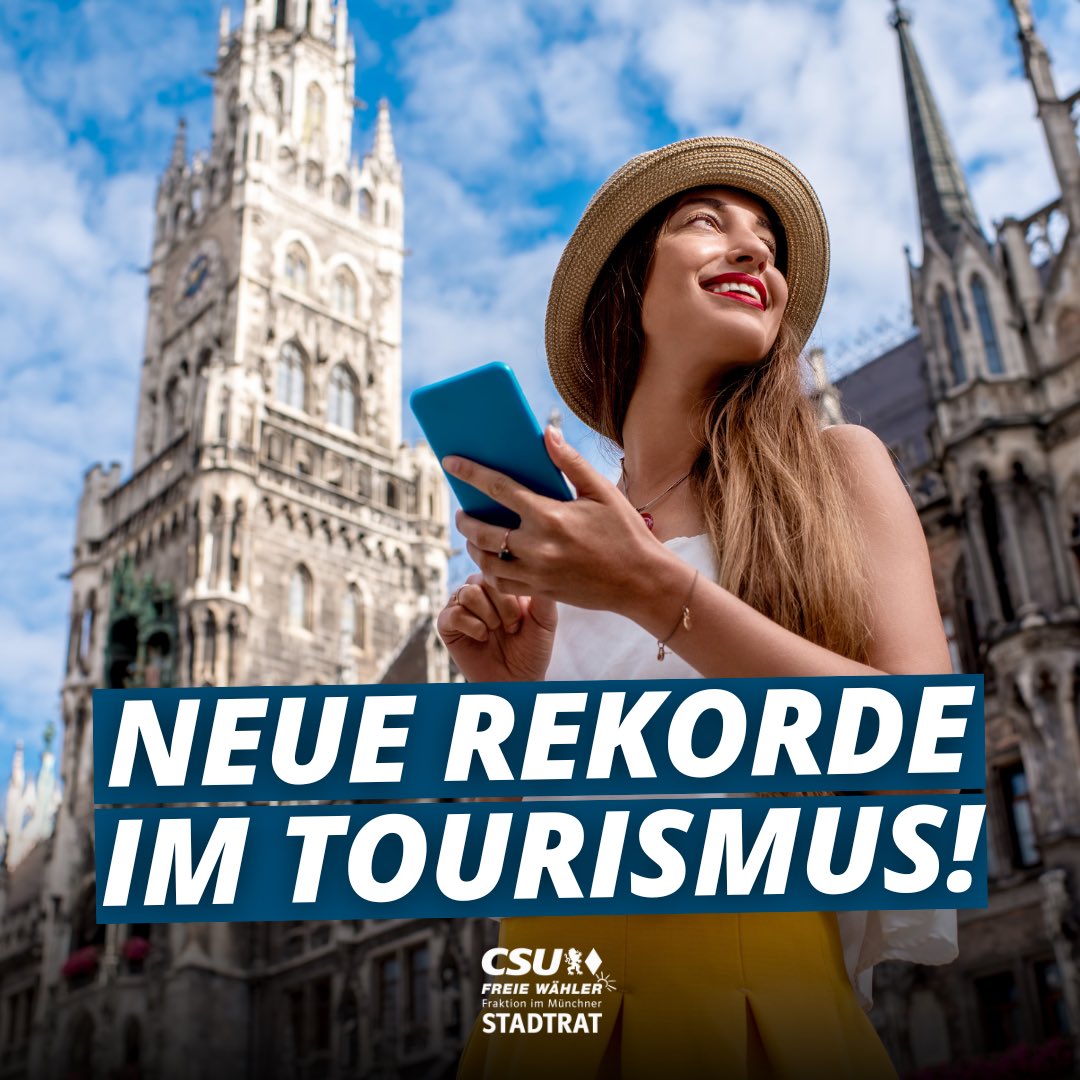 CSU-FW-Fraktion im Münchner Stadtrat (@csuimrathaus) on Twitter photo Der #Tourismus in #München boomt! In den ersten sechs Monaten sind 8,7 Millionen Übernachtungen von mehr als 4 Millionen Gästen registriert worden. Wir gratulieren Wirtschaftsreferent Clemens #Baumgärtner (CSU) und seinem Team zu diesen tollen Rekord-Zahlen! Der #Tourismus in #München boomt! In den ersten sechs Monaten sind 8,7 Millionen Übernachtungen von mehr als 4 Millionen Gästen registriert worden. Wir gratulieren Wirtschaftsreferent Clemens #Baumgärtner (CSU) und seinem Team zu diesen tollen Rekord-Zahlen!