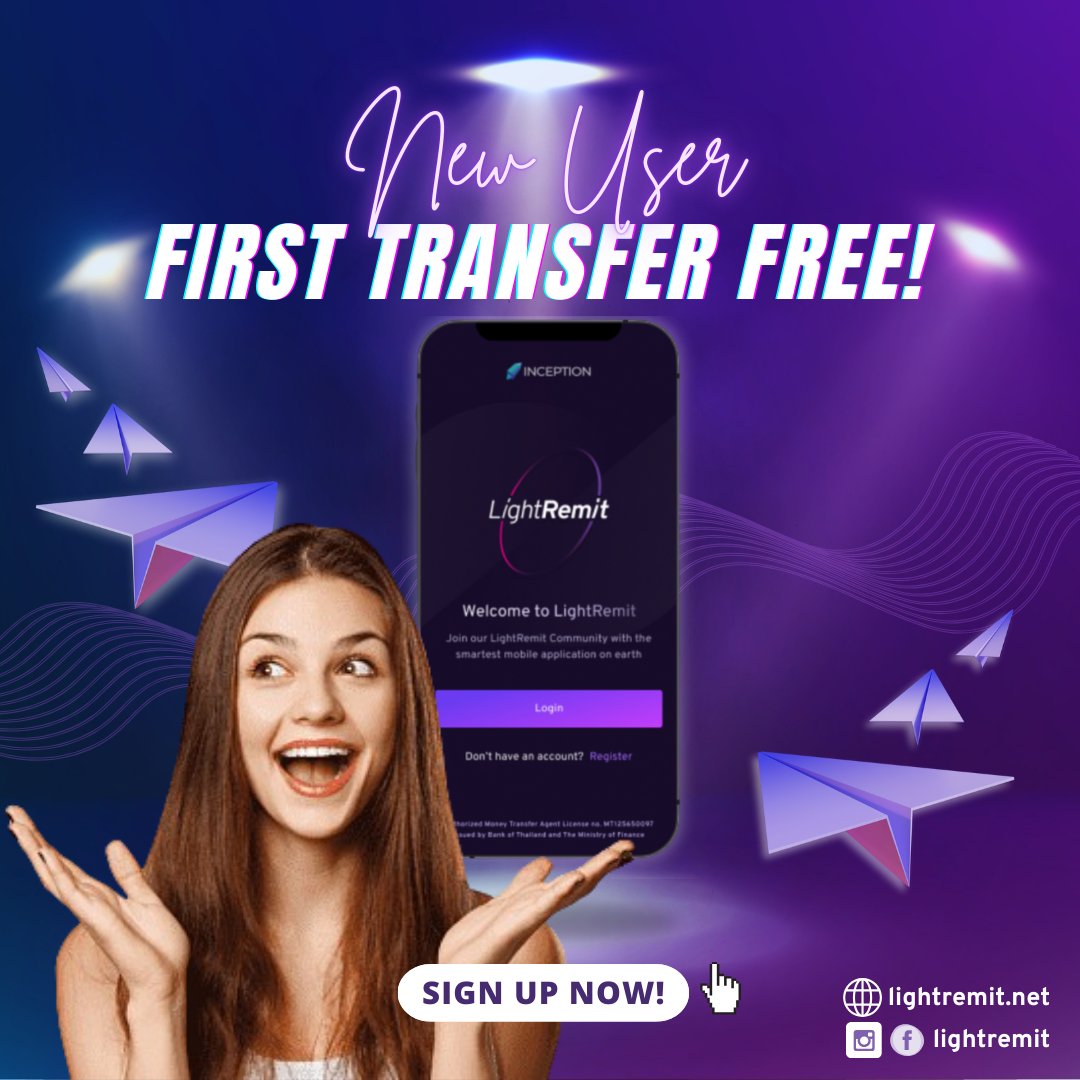 🚀 New to LightRemit? 🚀
✨ Get Your FIRST Transfer FREE! ✨
Sign Up Today and enjoy a FREE transfer fee on your first transaction!
🎁 Limited Time Offer – Register Now!  lightremit.net

#BestRates #LightRemit #SmartFinance #InternationalMoneyTransfers #โอนเงินต่างประเทศ