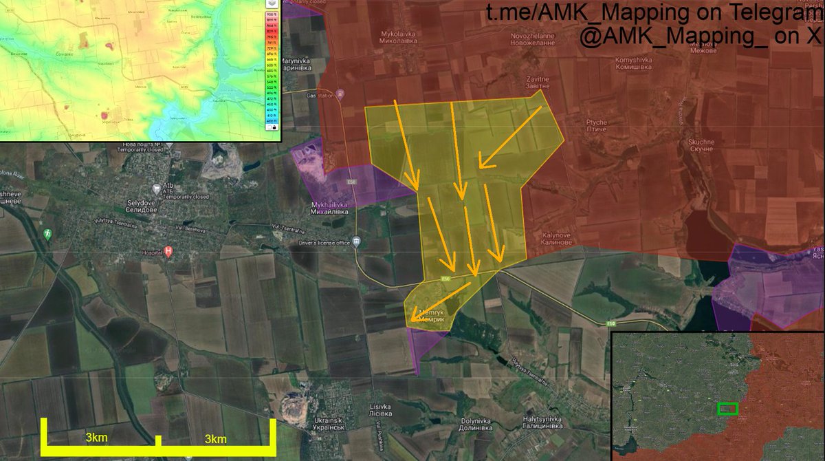 Geolocated footage indicates that Russian forces advanced in the Selydove direction and captured the village of Memryk.

This all happened very quickly. Following the fall of Ptyche and Kalynove, the Russians quickly built off their momentum and the collapse of the Ukrainian