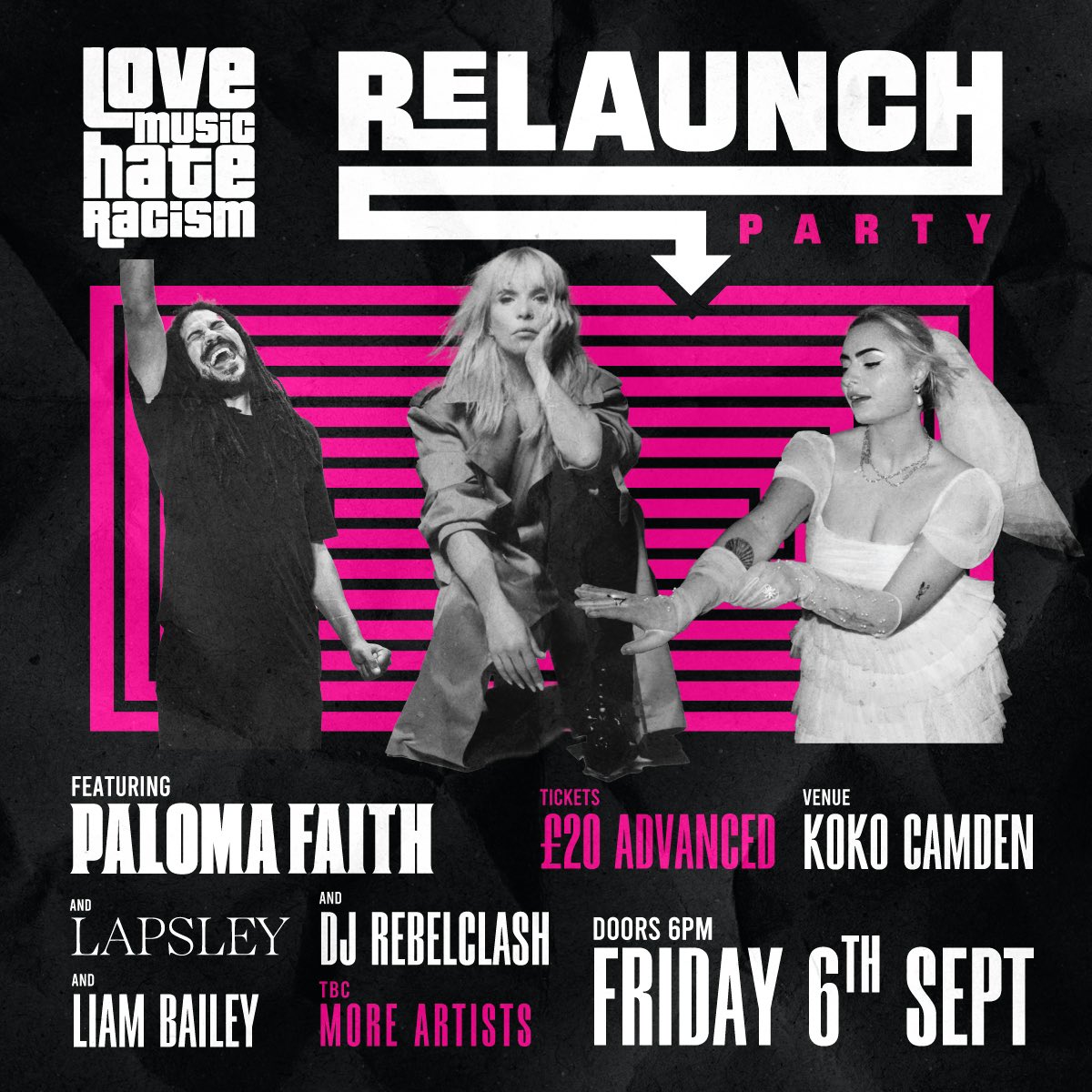 Stand Up To Racism (@antiracismday) on Twitter photo 🚨JUST ANNOUNCED: LOVE MUSIC HATE RACISM IS RELAUNCHING🚀
⭐️<a href="/Palomafaith/">Paloma Faith</a> <a href="/lapsleyyyy/">Låpsley</a> <a href="/LiamBailey/">Liam Bailey</a> + more TBA👀
After a summer of antiracist resistance, let’s unite against division, celebrate our diversity and party with a purpose💚
Book tickets‼️koko.seetickets.com/event/love-mus… 🚨JUST ANNOUNCED: LOVE MUSIC HATE RACISM IS RELAUNCHING🚀
⭐️<a href="/Palomafaith/">Paloma Faith</a> <a href="/lapsleyyyy/">Låpsley</a> <a href="/LiamBailey/">Liam Bailey</a> + more TBA👀
After a summer of antiracist resistance, let’s unite against division, celebrate our diversity and party with a purpose💚
Book tickets‼️koko.seetickets.com/event/love-mus…