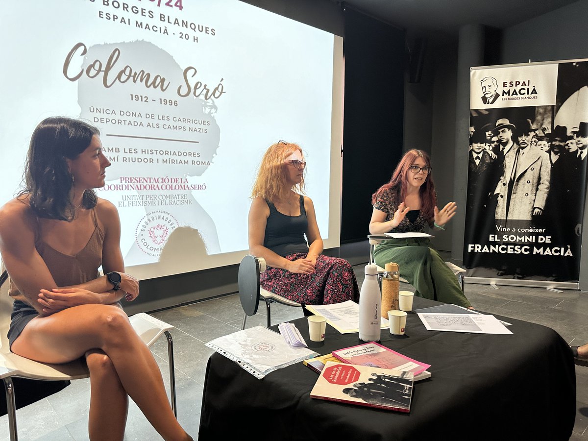LesBorgesTV's tweet photo. Acte de presentació de la Coordinadora Coloma Seró, que va tenir lloc ahir a l'@espaimacia de #lesBorges.

Seró va ser l’única dona de #lesGarrigues deportada als camps nazis. L'acte va comptar amb la participació de les historiadores Noemí Riudor i Míriam Roma. https://t.co/Rc8ZIyIg5d