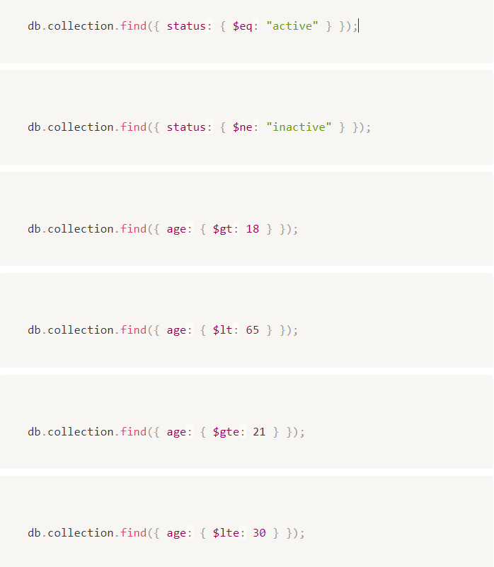 maybeshalinii's tweet image. Day 4 of MongoDB

- Basic query structure
- array queries
- Query Optimization Tips

Query Structure:
A basic query in MongoDB is structured as:

db.collection.find({ &amp;lt;field&amp;gt;: &amp;lt;value&amp;gt; });

MongoDB offers a set of operators that allow you to perform more sophisticated queries:

$…