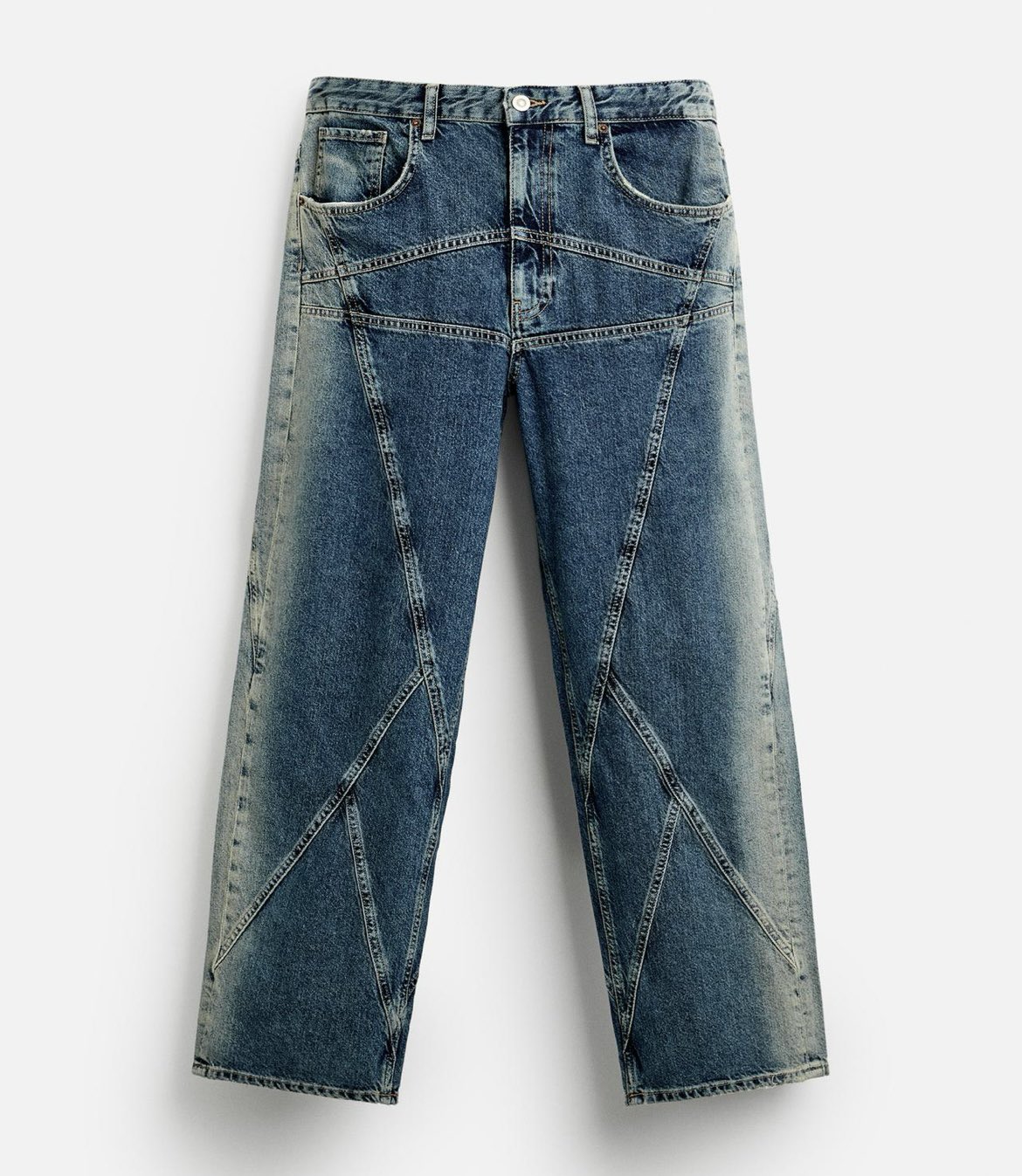 ZARA シームディティール　ストレートレッグ　デニムパンツ ZARA シームディティール ストレートレッグ デニムパンツ - メルカリ