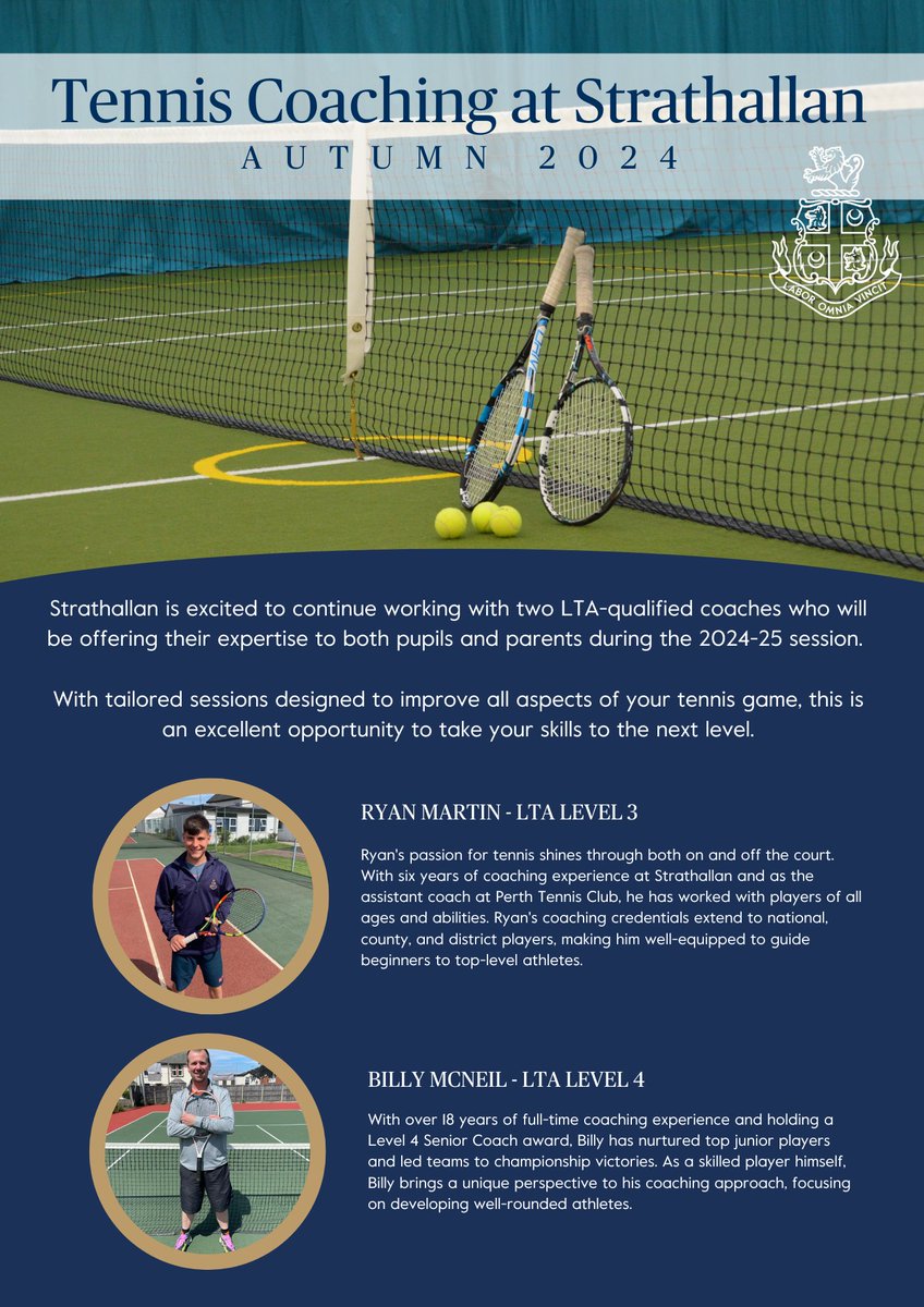 StrathallanSchl's tweet photo. ๐พ Level up your tennis at Strathallan! ๐พ
LTA coaches offer sessions for ALL ages (Year 1-Upper 6th & parents). From fun activities to performance squads, we've got something for everyone.
Email for details: tennis@strathallan.co.uk
#PerthTennis #TennisLessons #FamilyFun https://t.co/eqnuLqZEWq