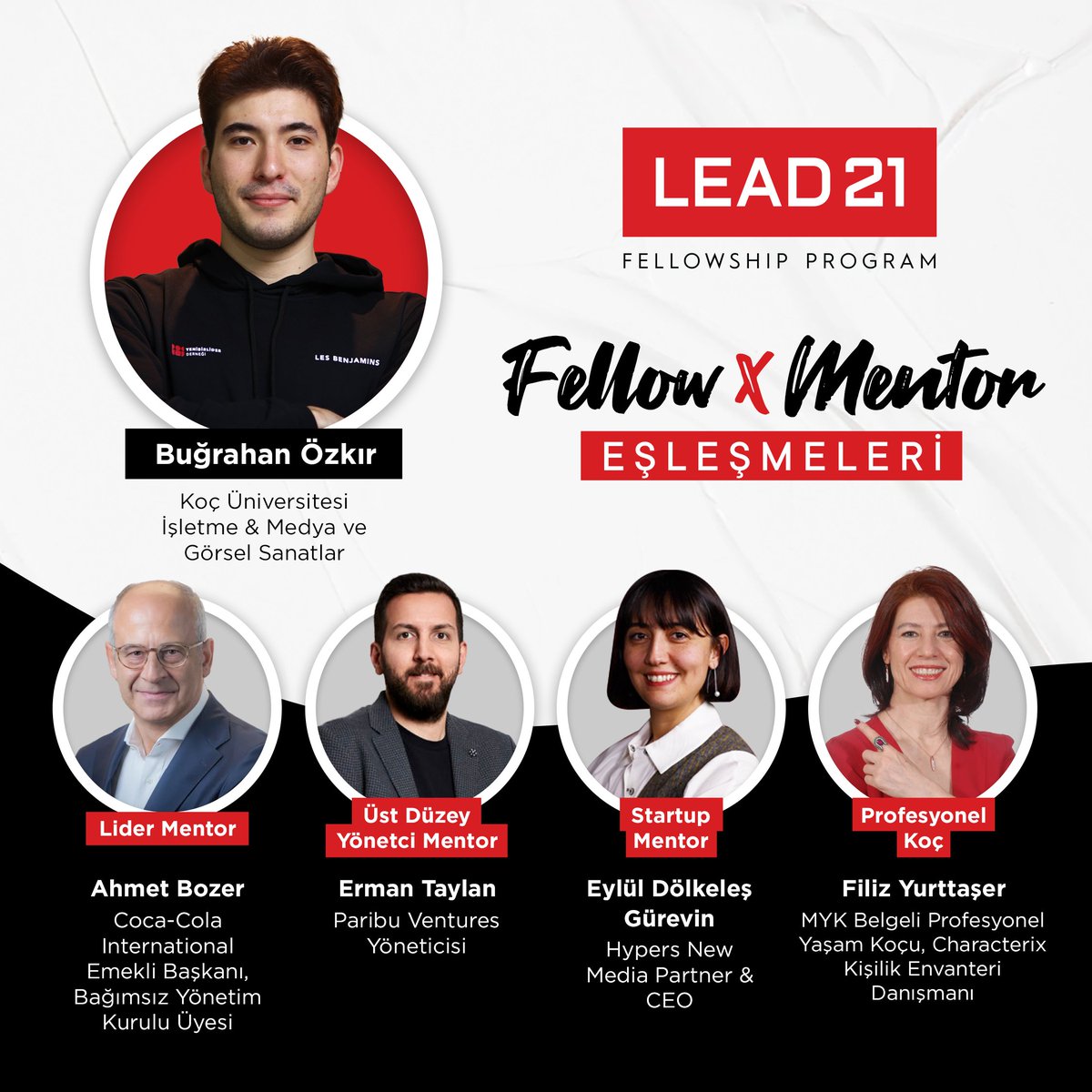 YenibirliderD's tweet photo. Fellow’larımızdan Koç Üniversitesi İşletme & Medya ve Görsel Sanatlar öğrencisi Buğrahan Özkır’ın LEAD21 Fellowship Program mentorluk sürecini birlikte keşfedelim. 🚀
#Yenibirlider #LEAD21 #LEAD21FellowshipProgramı #Fellow #FutureLeader #Leadership #Mentorship https://t.co/is5xGSPhct