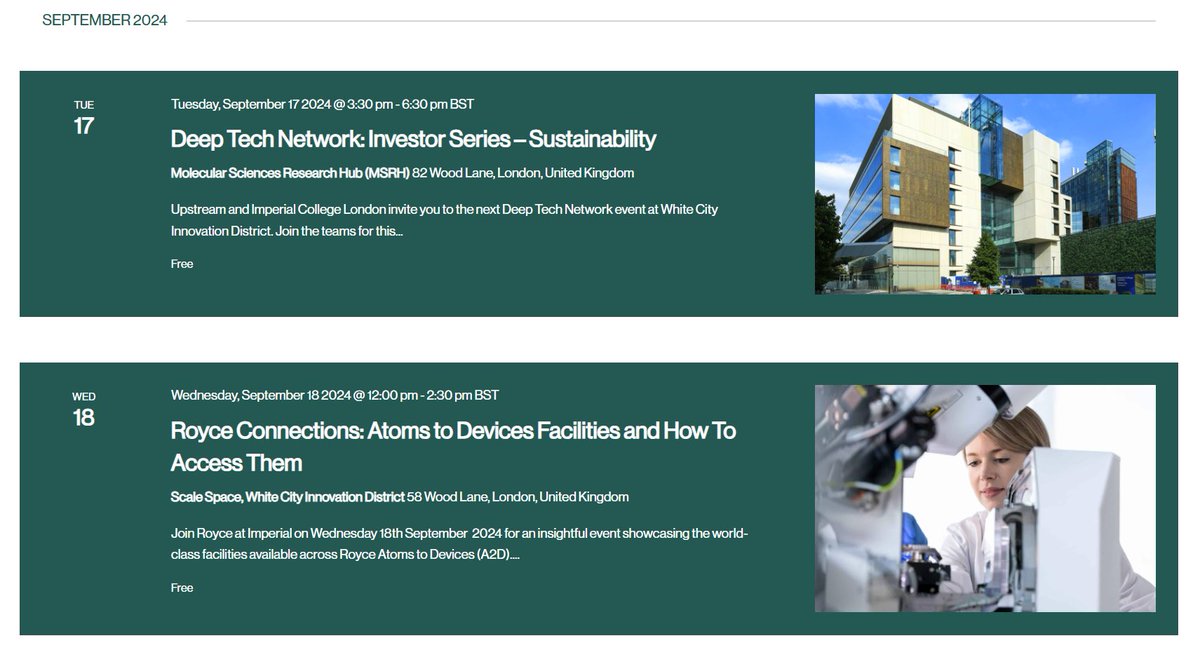 📆 NEW: We've launched a brand-new Events page on the <a href="/WCIDLondon/">White City Innovation District</a> website! 🎉
 
You'll find listings of all upcoming events, a handy search function, and you can even subscribe to the calendar via Google Calendar, iCalendar and Outlook.
 
🔗whitecityinnovationdistrict.org.uk/events/