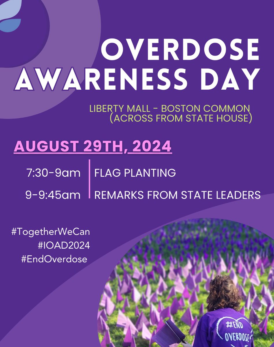 Join us tomorrow at Liberty Mall beginning at 630am for flag planting in remembrance of those who passed. #overdoseawareness