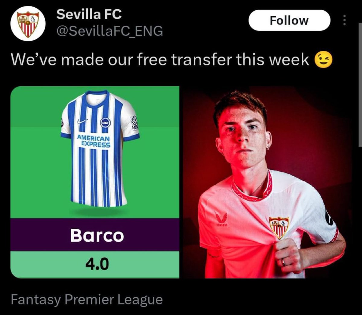 Have only just seen this 🤣🤣👏🏼

<a href="/SevillaFC_ENG/">Sevilla FC</a> #funny #transfers