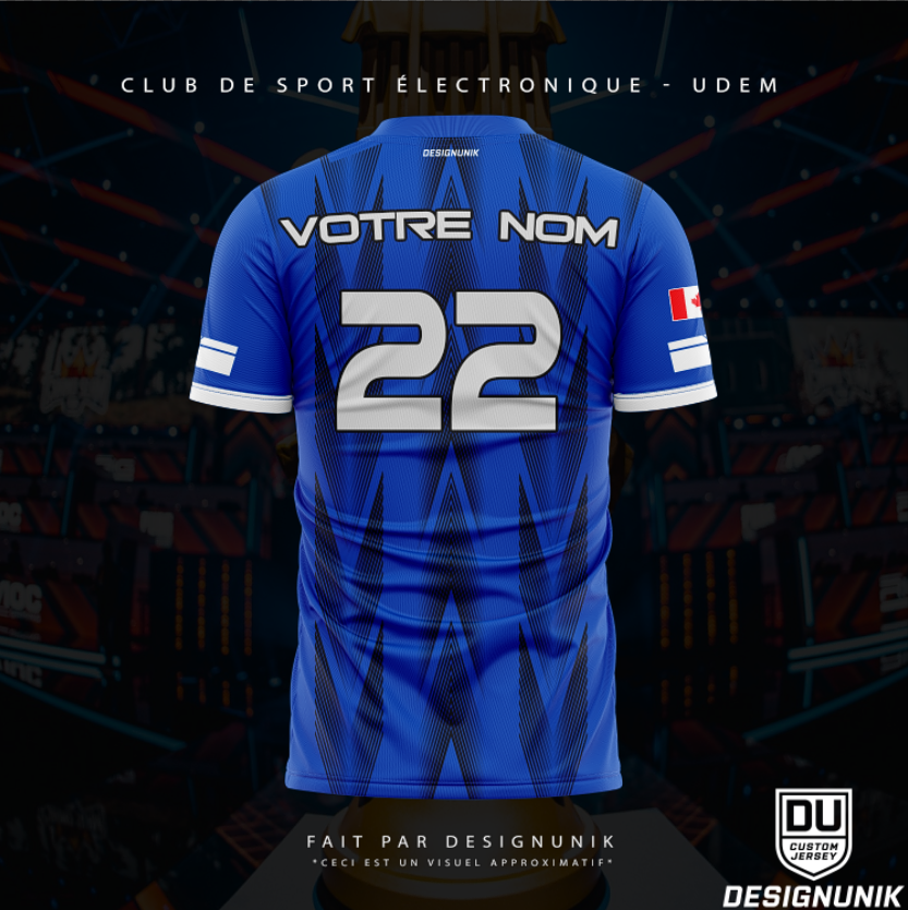 udemesports's tweet image. C'est le moment de dévoiler notre chandail de match officiel 2024-25! Nous sommes très heureux de nous associer à nouveau à Design Unik pour la conception de notre uniforme, que vous pourrez vous procurer sur notre serveur Discord!