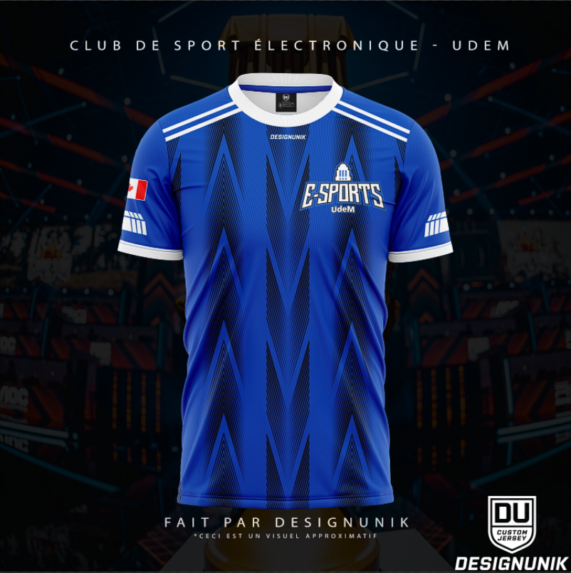 udemesports's tweet image. C'est le moment de dévoiler notre chandail de match officiel 2024-25! Nous sommes très heureux de nous associer à nouveau à Design Unik pour la conception de notre uniforme, que vous pourrez vous procurer sur notre serveur Discord!