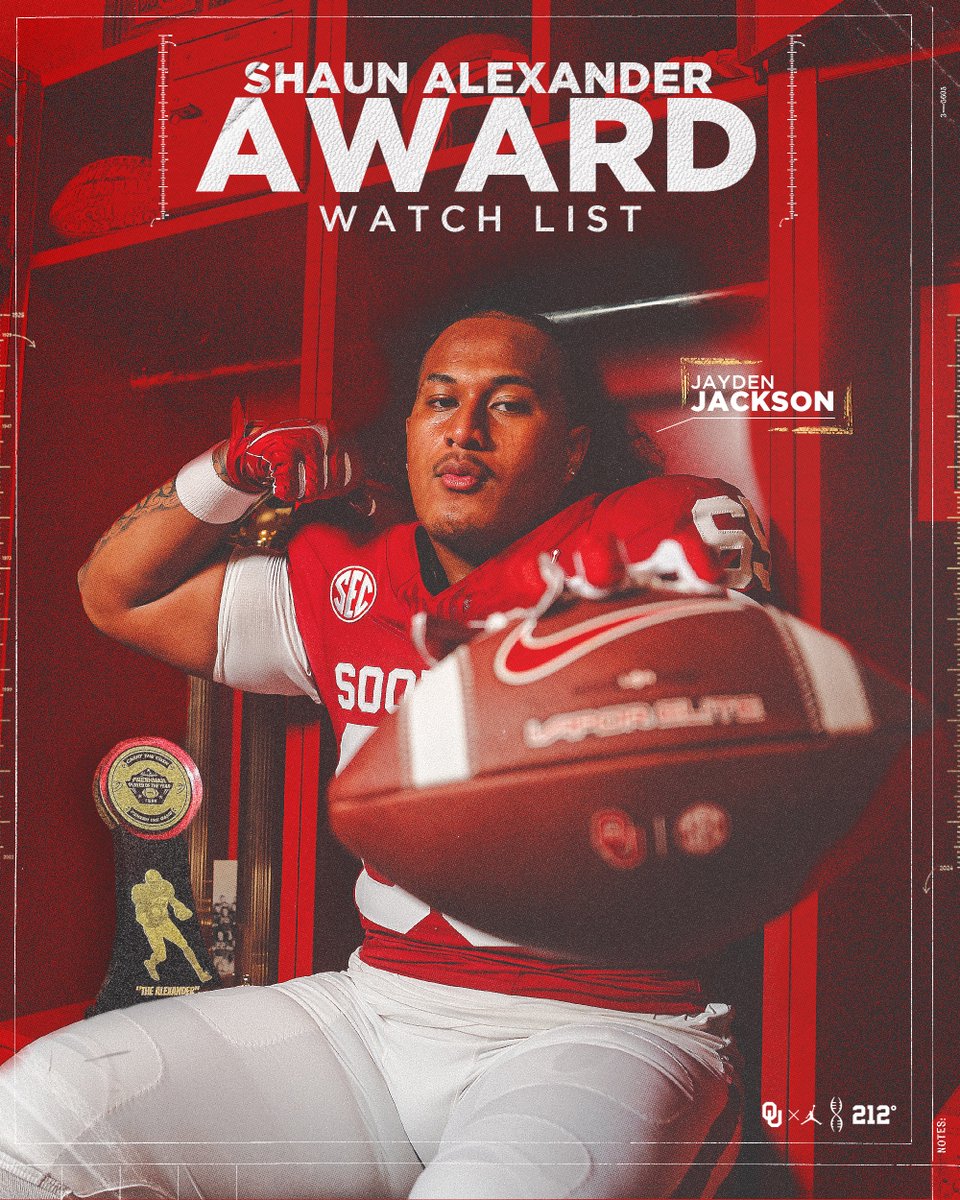 Jayden Jackson » Shaun Alexander Award Watch List

🏆 ouath.at/24WatchLists | #OUDNA