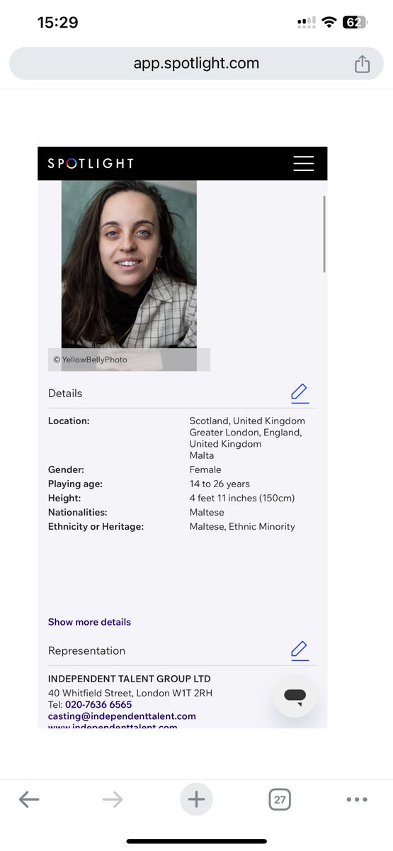 Julienne Restall (@juliennerestall) on Twitter photo Hi theatre friends!
My Spotlight seems to have glitched and now says I’m represented by <a href="/ITG_Ltd/">Independent Talent</a> but I’m currently unrepresented and can’t change this- does anyone have a similar problem and/or solution please? Thanks! Hi theatre friends!
My Spotlight seems to have glitched and now says I’m represented by <a href="/ITG_Ltd/">Independent Talent</a> but I’m currently unrepresented and can’t change this- does anyone have a similar problem and/or solution please? Thanks!
