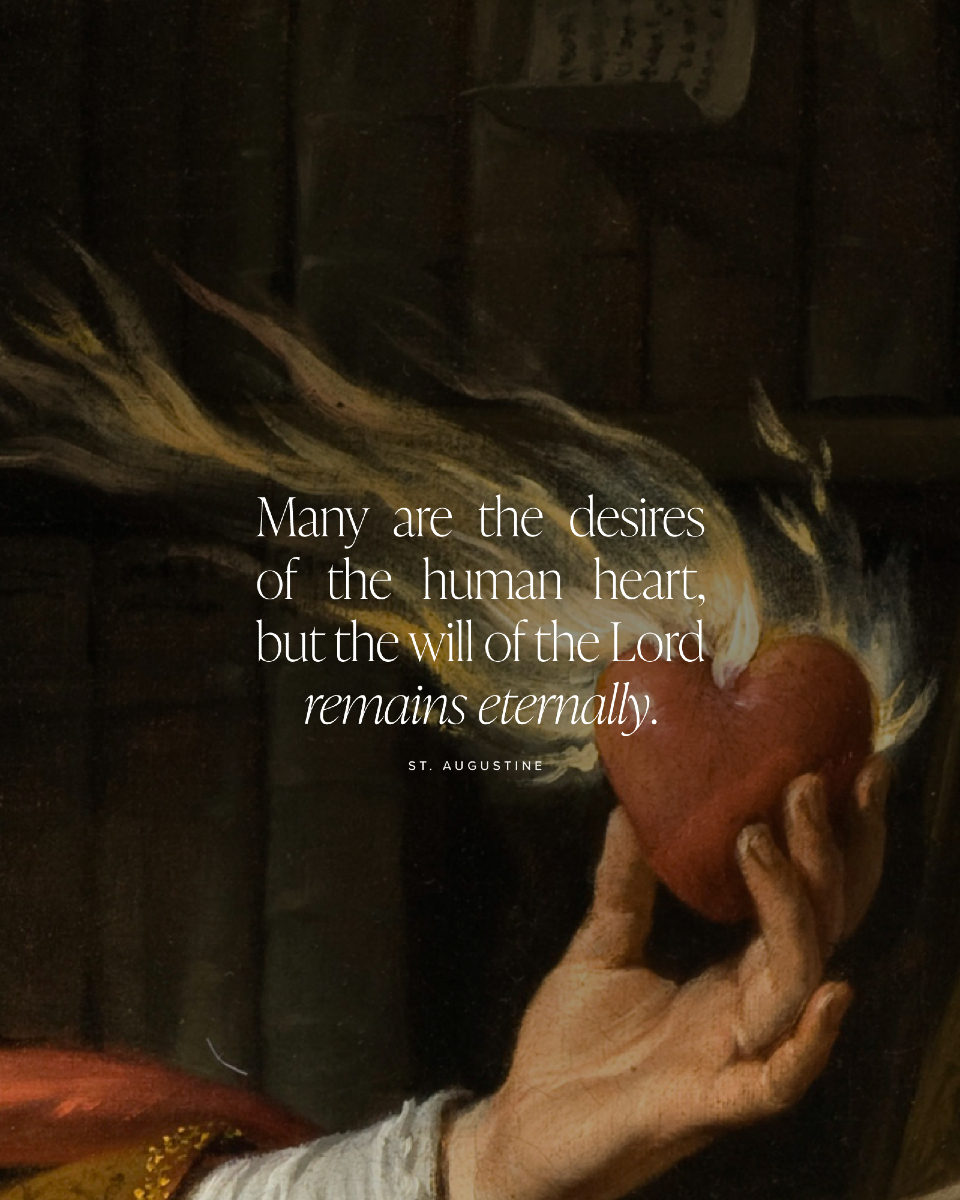 BishopBarron's tweet photo. "Many are the desires of the human heart, but the will of the Lord remains eternally." —St. Augustine https://t.co/4EHA1SGEOG