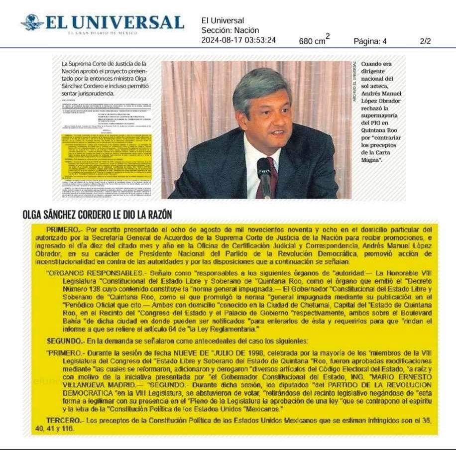 efectocolmenamx's tweet photo. @TEPJF_informa Magistrados Mónica Soto, @JanineOtalora, @ReyesRdzM, @fdelamatap, @FFuentesBarrera y @CVAguilasocho ¿cómo dar mayoría calificada a morena si ustedes mismos admiten que el Ejecutivo los ayudó? Abundan razones en contra de la sobrerrepresentación que el mismo López Obrador empleó. https://t.co/0bjsL4XQvA