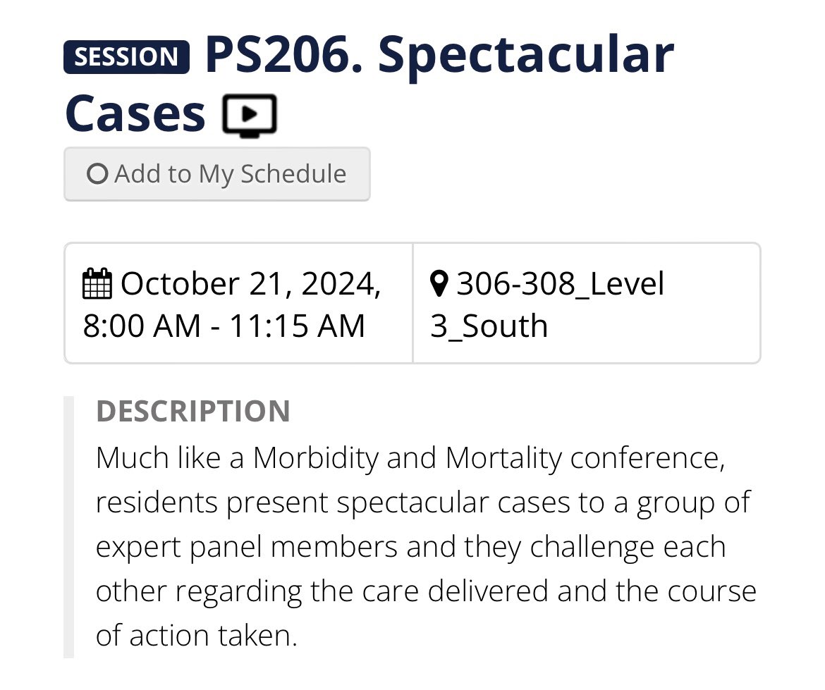 Maxwell Presser, MD, MPH (@maxwellpresser) on Twitter photo Willingly presenting M&M at a national platform 😳
Excited to present a spectacular acute care surgery case at <a href="/AmCollSurgeons/">American College of Surgeons</a> Clinical Congress. Come check it out! #ACSCC24 Willingly presenting M&M at a national platform 😳
Excited to present a spectacular acute care surgery case at <a href="/AmCollSurgeons/">American College of Surgeons</a> Clinical Congress. Come check it out! #ACSCC24