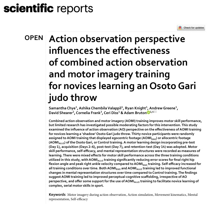 Great to see the 2nd study from <a href="/sam_chye2/">Sam Chye</a>'s PhD published OA in a recent Sport and Performance Psychology collection at <a href="/SciReports/">Scientific Reports</a>. Great milestone to hit whilst writing up! 

The paper can be accessed here, if interested: rdcu.be/dSfQi
