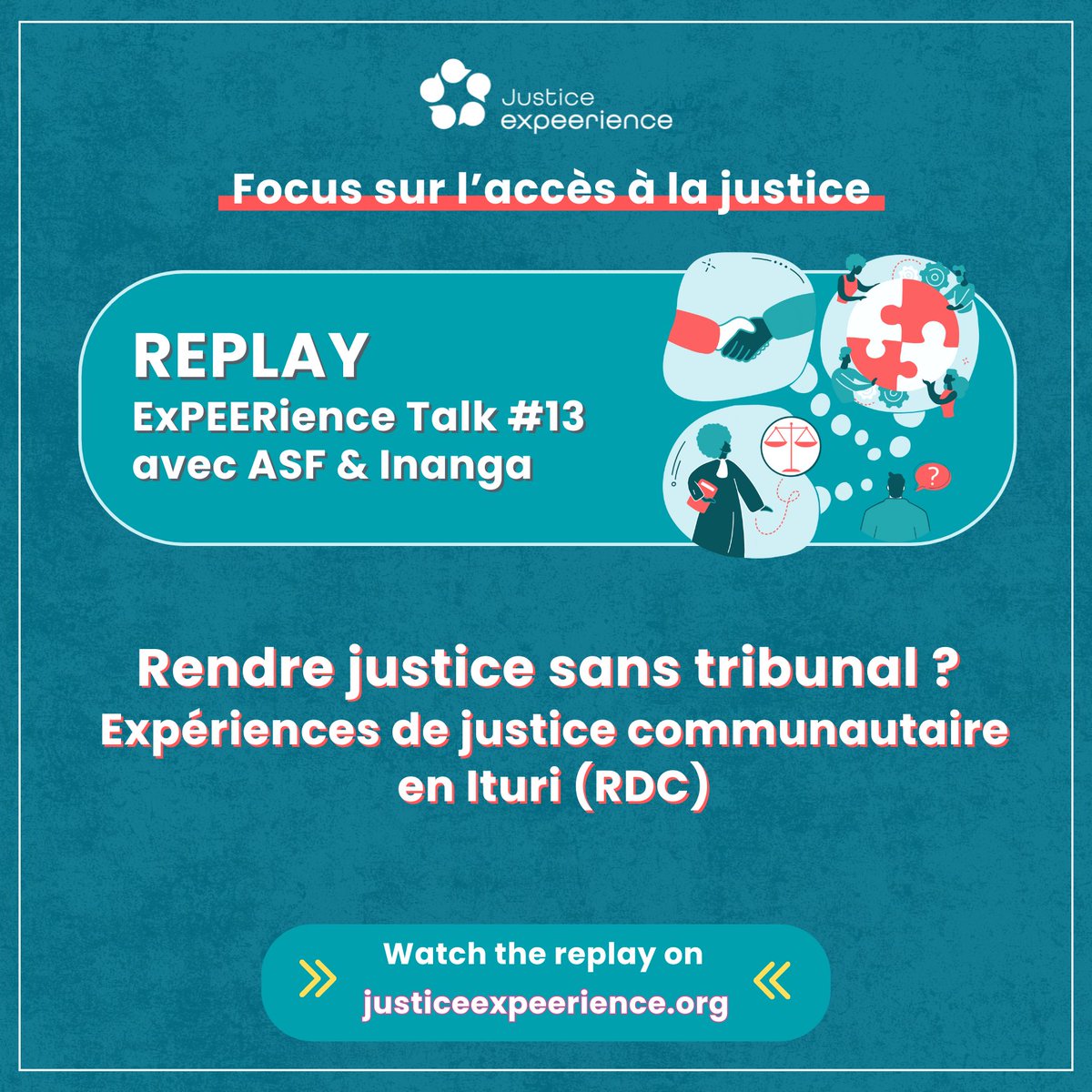J_ExPEERience's tweet photo. 👀 Replays of ExPEERience Talks available on the new Justice ExPEERience website

🔗https://t.co/sWEeeUrgjN

Talk 13 👉Justice without a court? Experiences of community justice in Ituri

🔗https://t.co/qLTHypTKVM https://t.co/vHpu89epKB