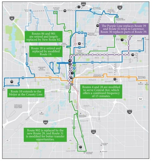 Significant changes to bus routes on the north side taking effect Oct. 13 as <a href="/IndyGoBus/">IndyGo</a> wraps up the Purple Line.