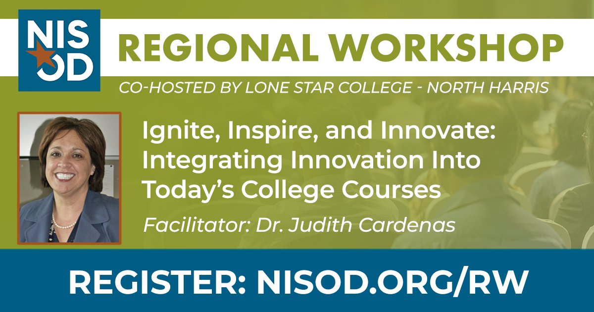 NISOD (@nisod) on Twitter photo #NISOD's Regional Workshops are designed specifically for community and technical college educators. Register for Ignite, Inspire and Innovate: Integrating Innovation Into Today's College Courses at <a href="/lonestarcollege/">Lone Star College</a> (North Harris Campus) on 11/15/24: nisod.cc/RW111524 #NISOD's Regional Workshops are designed specifically for community and technical college educators. Register for Ignite, Inspire and Innovate: Integrating Innovation Into Today's College Courses at <a href="/lonestarcollege/">Lone Star College</a> (North Harris Campus) on 11/15/24: nisod.cc/RW111524