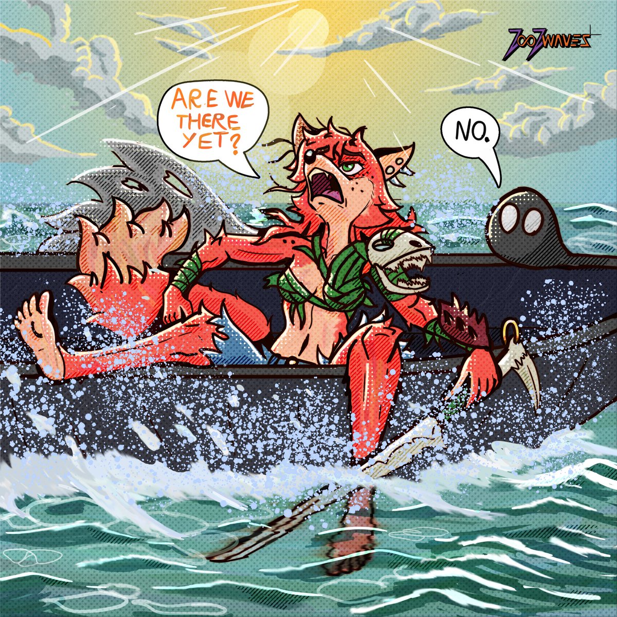 ZooZwaves's tweet photo. Patty and Amorgo on the ocean: day 88
Inspired by the animation by ArcaTech and by FPVs character, I made this illustration showing their characters in the middle of the travel 
.
.
.
@F0XnR0LL @ArcaTechPG #fpv #fpvOC #furryart #comicart #sea #digitalart #furryoc #artpiece https://t.co/RMxhZpDV8U