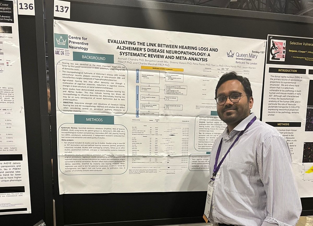 ABATED Study (@abated_study) on Twitter photo Dr Avinash Chandra of the <a href="/ABATED_Study/">ABATED Study</a> presenting collaborative work entitled "Evaluating the link between hearing loss and Alzheimer’s disease neuropathology: A systematic review and meta-analysis" at #aaic24 Dr Avinash Chandra of the <a href="/ABATED_Study/">ABATED Study</a> presenting collaborative work entitled "Evaluating the link between hearing loss and Alzheimer’s disease neuropathology: A systematic review and meta-analysis" at #aaic24