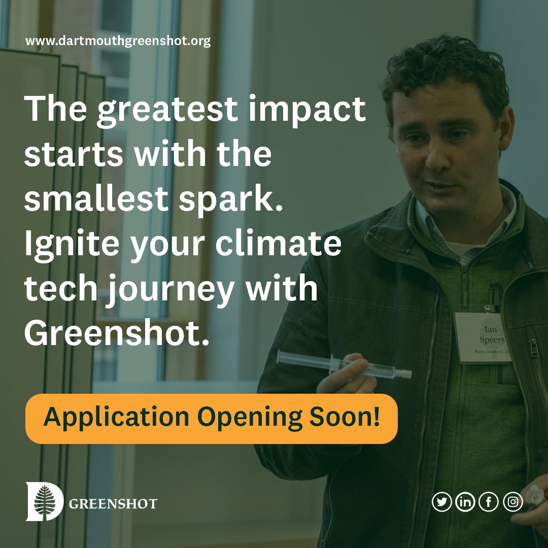 Greenshot isn’t just an accelerator, it’s a launchpad for startups that refuse to compromise on their mission to heal the planet.

Don’t miss your chance to join a community of sustainable innovators shaping the  future. Stay tuned!💡🔥

Visit dartmouthgreenshot.org
#greenshot2
