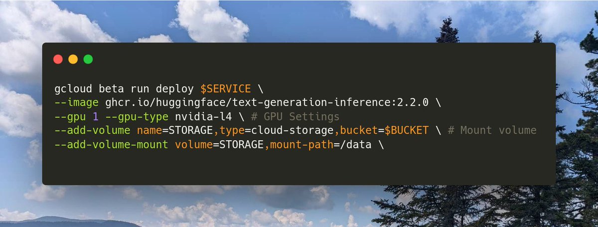 Cloud Run recently added support for GPU and Volumes!

This bit of news went under the radar last week, but to me this allows #AI Practitioners to scale their workload seamlessly.
Here's a snippet with <a href="/huggingface/">Hugging Face</a>  text-generation-inference docker image.