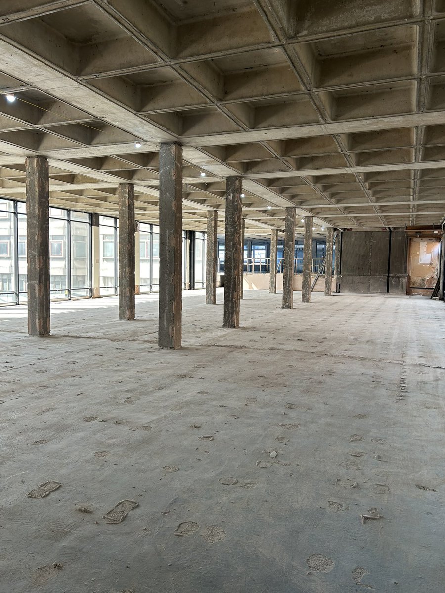 AlisonMc_F's tweet photo. Great example of #CommunityWealthBuilding here in Wigan Borough. Creating high quality town centre workspace &amp; hubs for start-ups &amp; social enterprise in our brutalist former civic centre. Excited to be working on its sustainable transformation with @CapitalCentric @WiganCouncil https://t.co/UvFObXKSAX