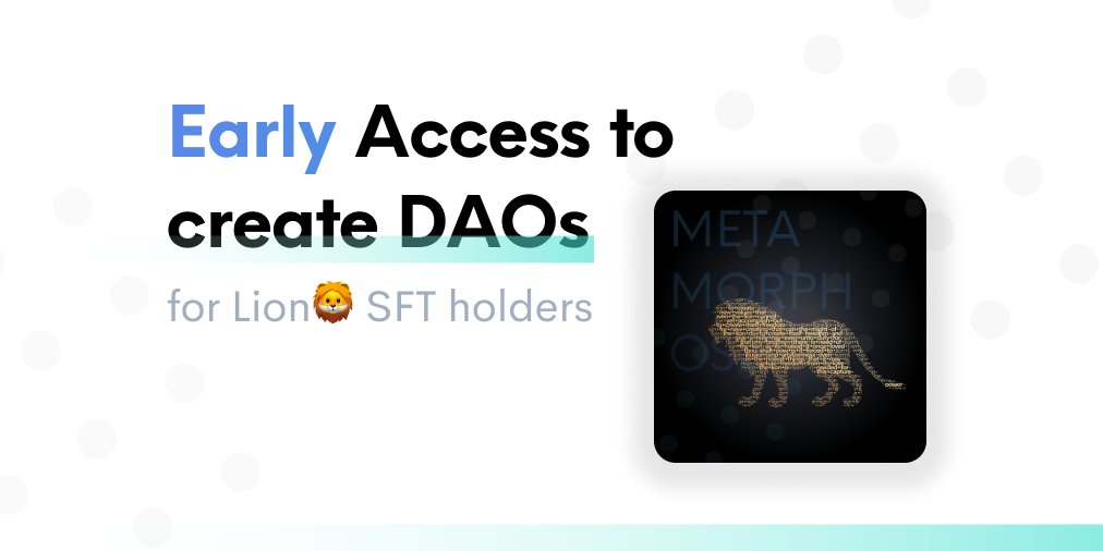 TidyMeOrg's tweet image. NOW: early access for Lion🦁 SFT holders🔥

👉we have just opened early access for ALL Lion SFT holders to create Fellowship DAOs

– a big step forward to making DAOs available to ANYONE