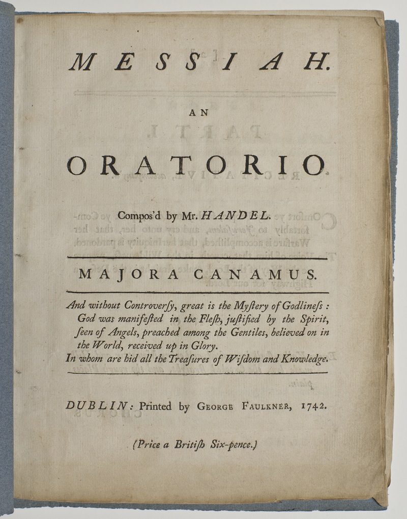 Tonight <a href="/bbcproms/">BBC Proms</a> Handel's Messiah; here's the wordbook (programme) from the very first performance in Dublin in 1742, from the #GeraldCokeHandelCollection <a href="/FoundlingMuseum/">Foundling Museum</a>