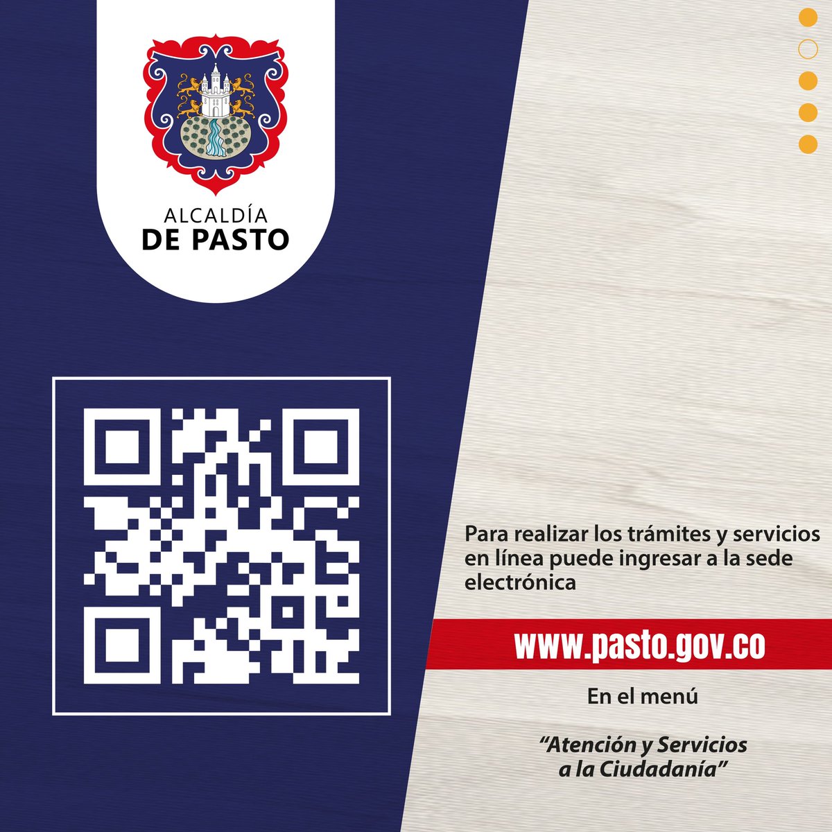 alcaldiapasto's tweet photo. Recuerda que  puedes hacer uso de nuestros canales de atención electrónicos.
🔹 Medios Electrónicos:
•Portal web: https://t.co/t4sVatUoY0
•Chat en línea y Plataforma PQRSD disponible en nuestro sitio web.
•Call Center:  (602) 7244326
#atencionalciudadano #alcaldíadepasto https://t.co/halF7RJMdO